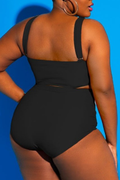 PLUS high waist strap one piece swimsuit