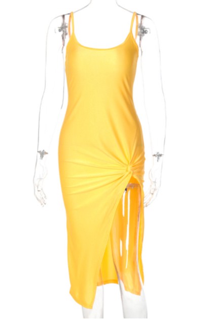 sling halter back split dress