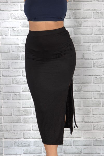 high waist split skirt