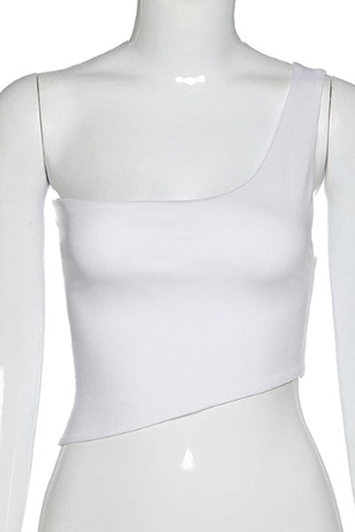 sexy strappy halter one shoulder top