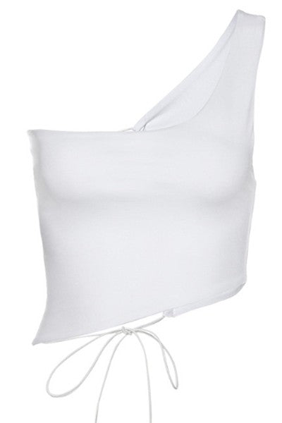 sexy strappy halter one shoulder top