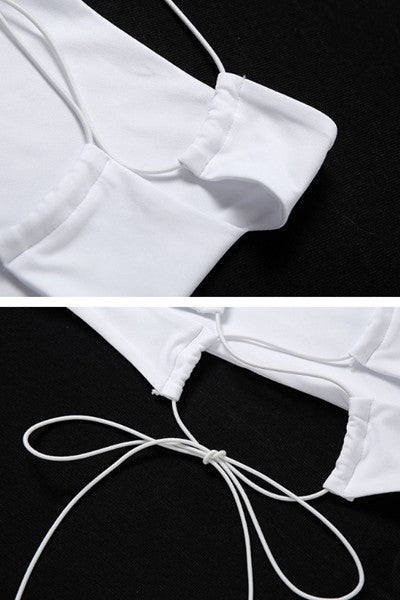 sexy strappy halter one shoulder top