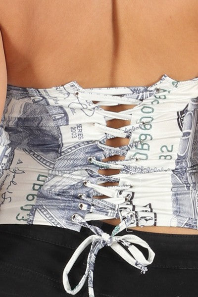 chest wrapped tight fitting corset lace up top