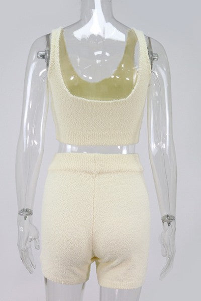 casual plush knitted set