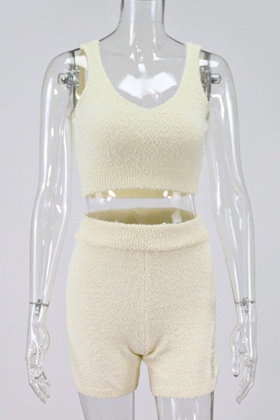 casual plush knitted set