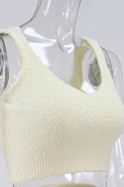 casual plush knitted set