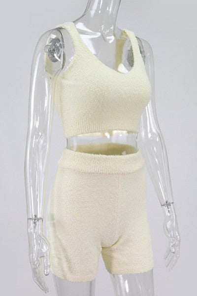 casual plush knitted set