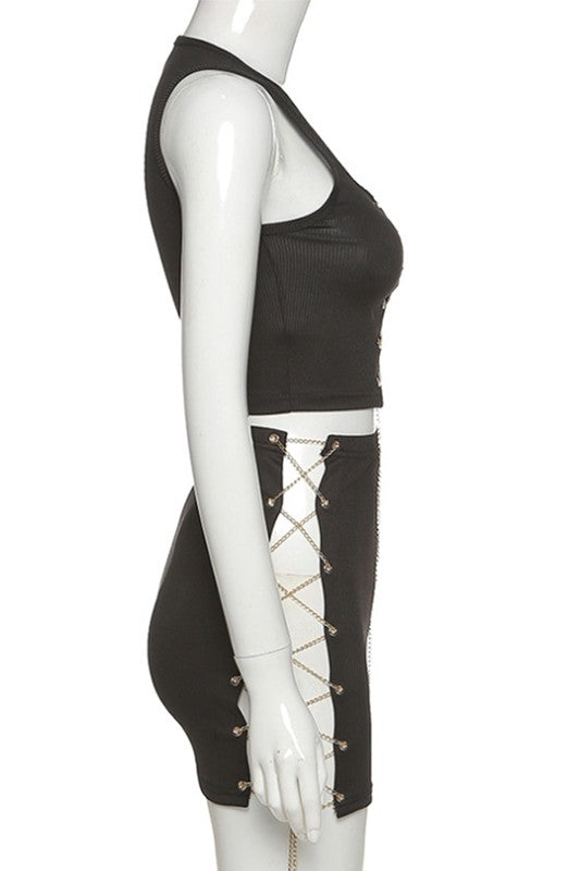 trade chain straps casual set