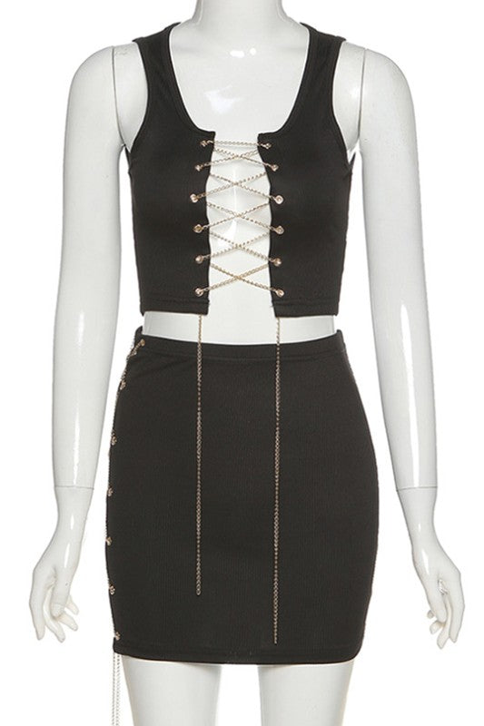 trade chain straps casual set