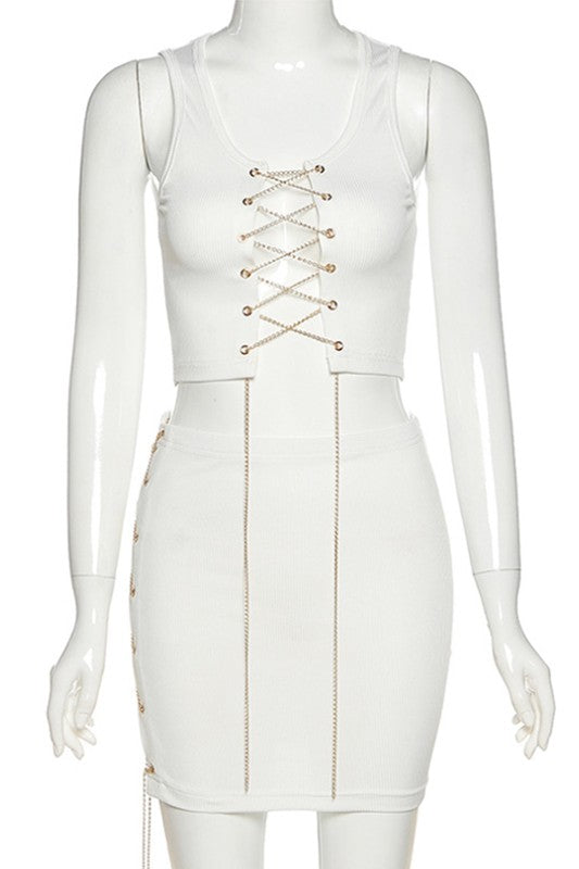 trade chain straps casual set