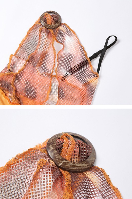 sling mesh stitching irregular backless dress