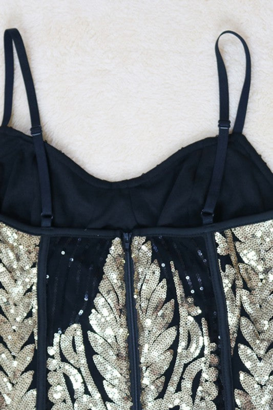 sexy sling sequined V-neck  party dress