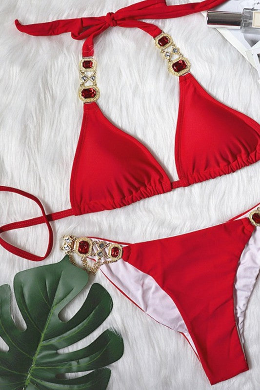 Jeweled two piece swimsuit