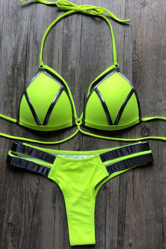 Sexy multi color two piece swimsuit