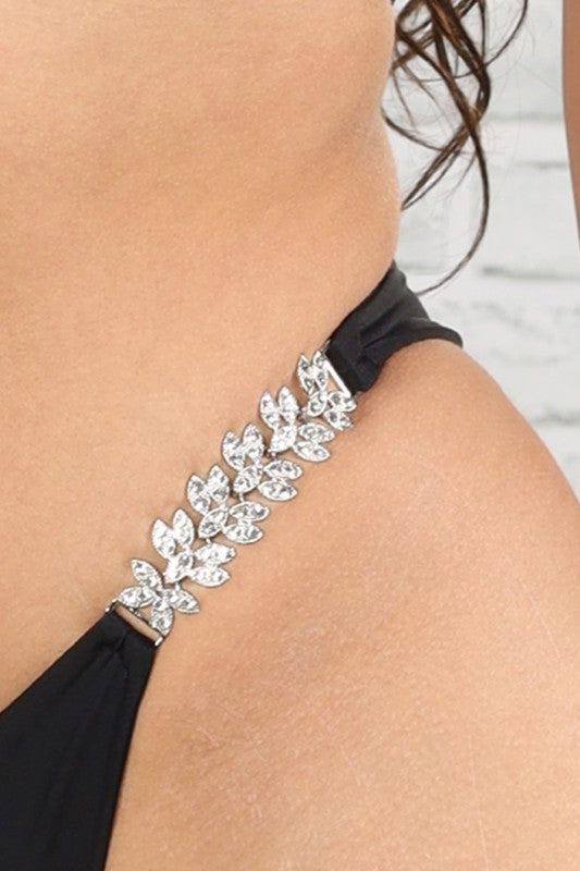 Sexy jeweled strap two piece swimsuit
