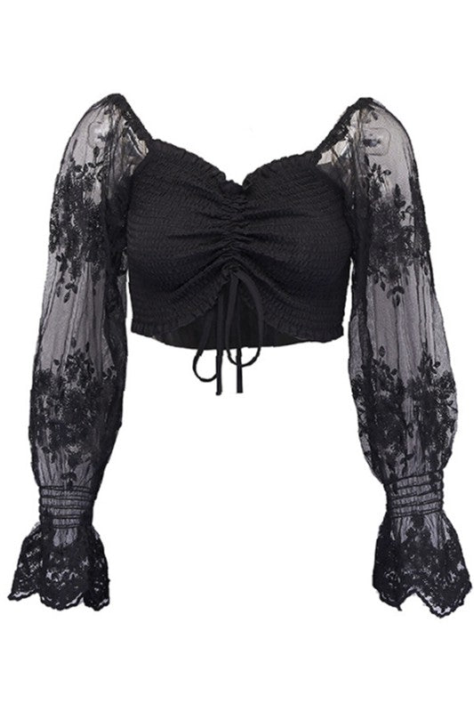 sexy lace long sleeved top