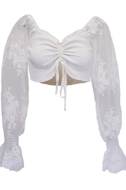 sexy lace long sleeved top