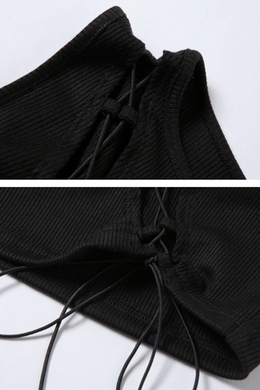 sexy hollow strap short top