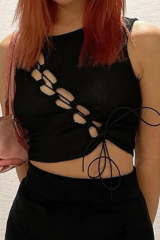 sexy hollow strap short top