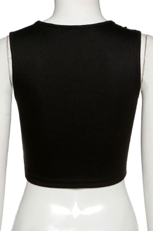 sexy hollow strap short top