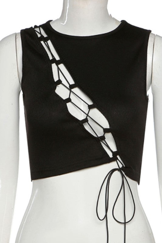 sexy hollow strap short top