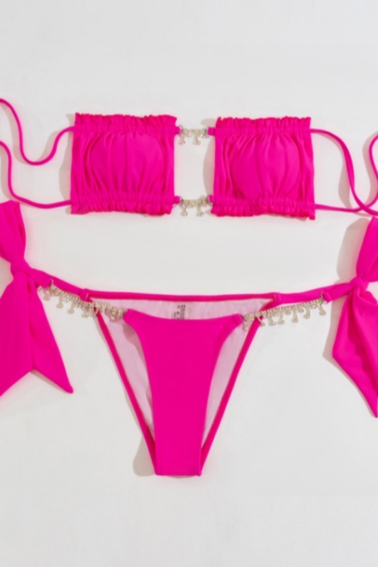 Rhinestone waist two piece set