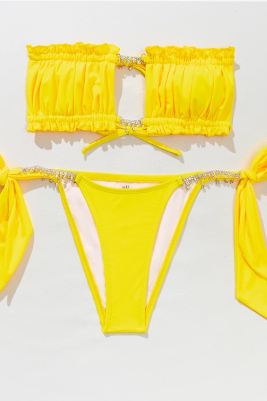 Rhinestone waist two piece set