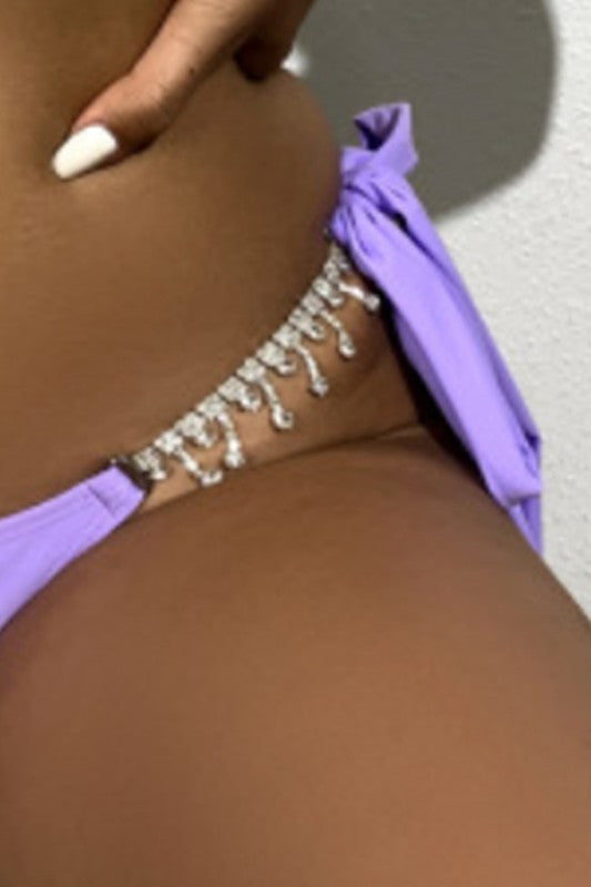 Rhinestone waist two piece set