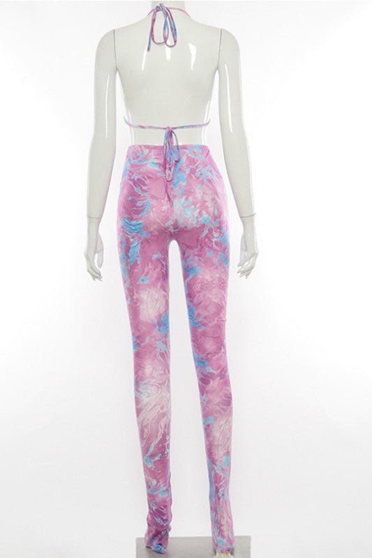 halter neck  printed set