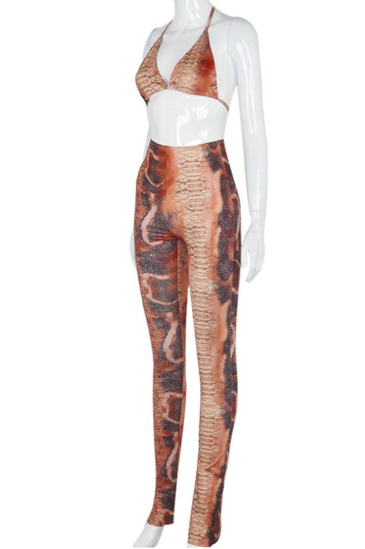 halter neck  printed set