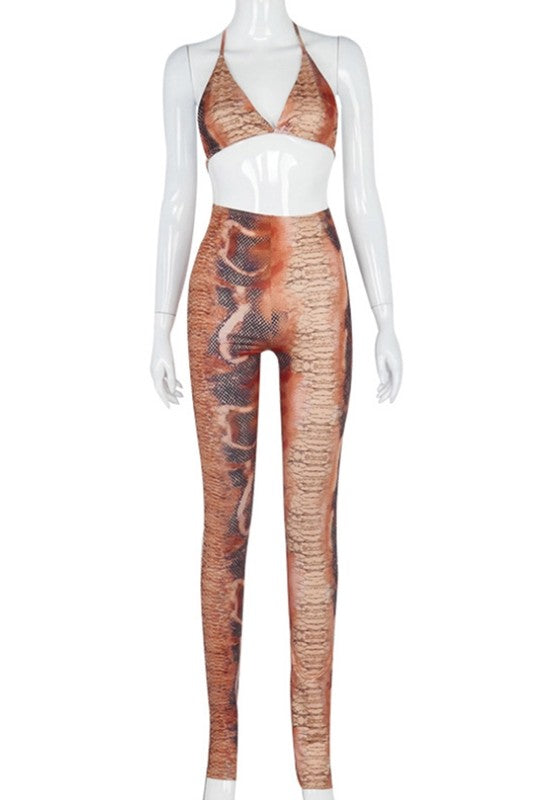 halter neck  printed set