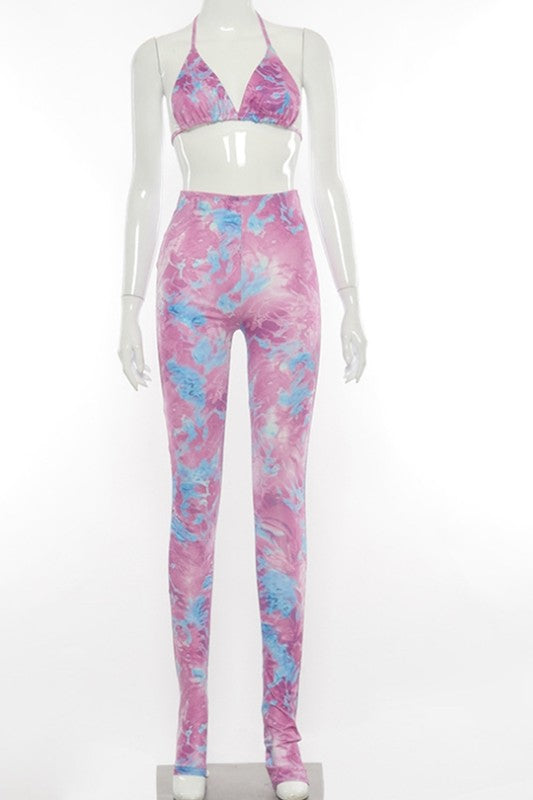 halter neck  printed set