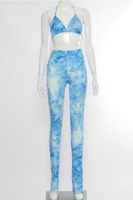 halter neck  printed set