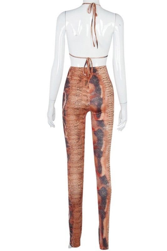 halter neck  printed set