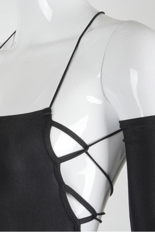 halter hanging neck slim dress