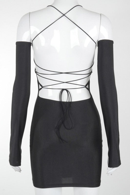 halter hanging neck slim dress