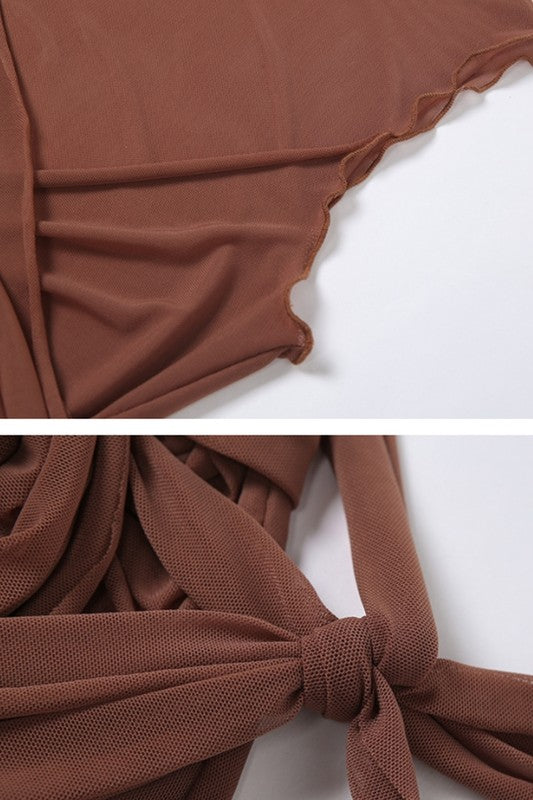 see through mesh sexy backless slim dress