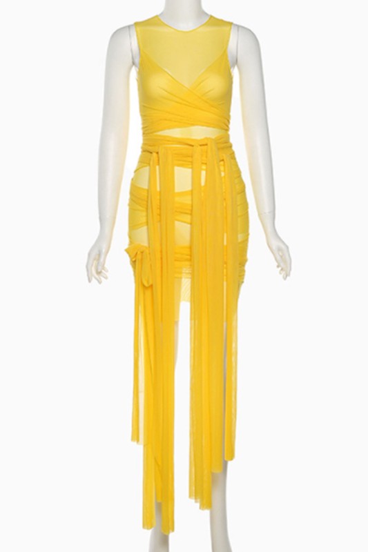 see through mesh sexy backless slim dress