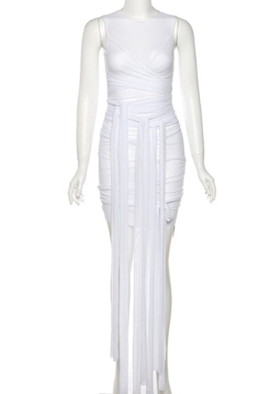 see through mesh sexy backless slim dress