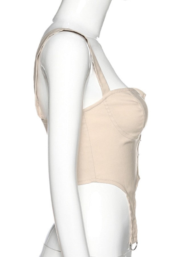 sling halter back creative rivet sexy top