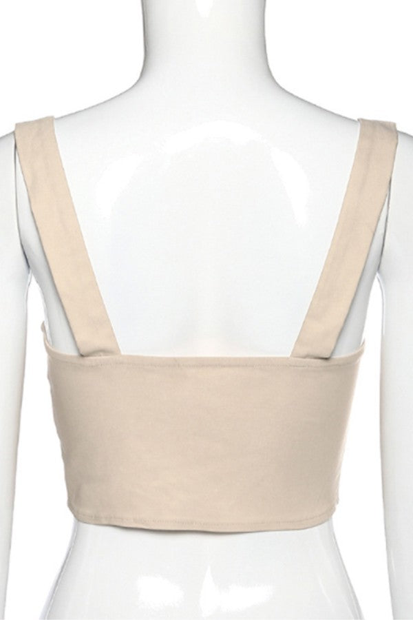 sling halter back creative rivet sexy top