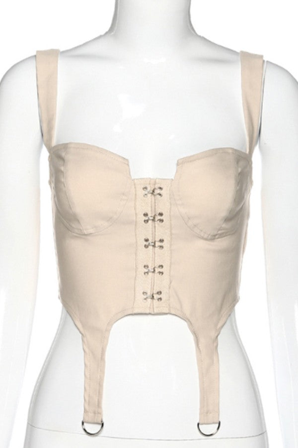 sling halter back creative rivet sexy top