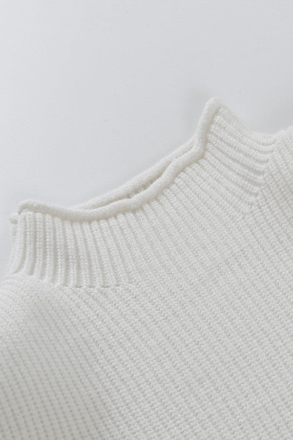 Wool Knit High-Neck Short Sleeved Sweater Top