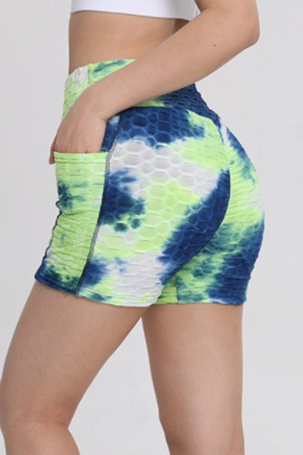Tie-dye High-Waisted Activewear Shorts