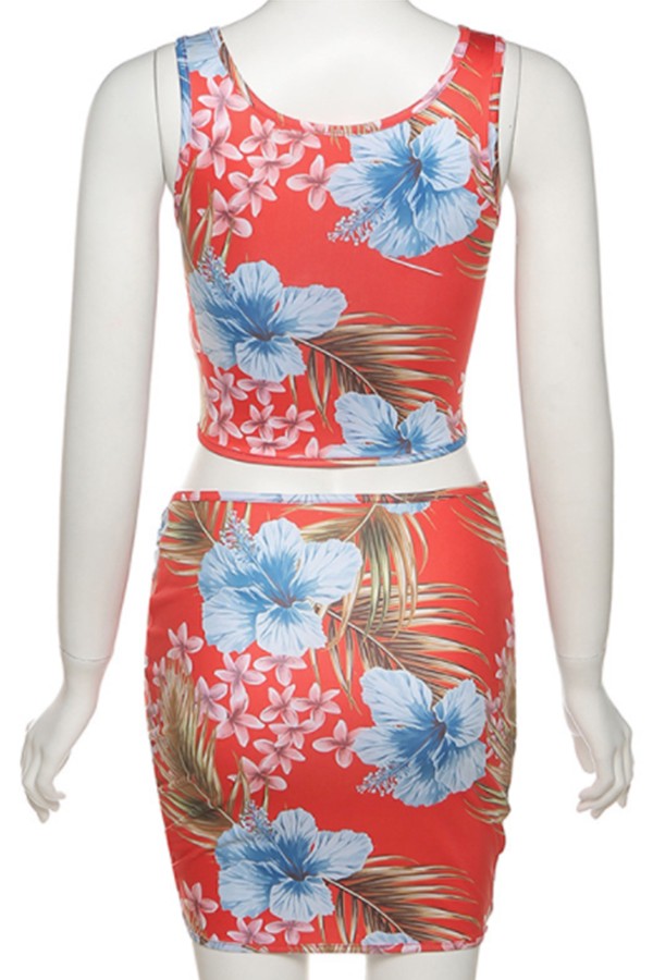 Floral Print Hollow Two-piece Casual Set