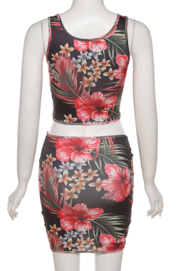 Floral Print Hollow Two-piece Casual Set
