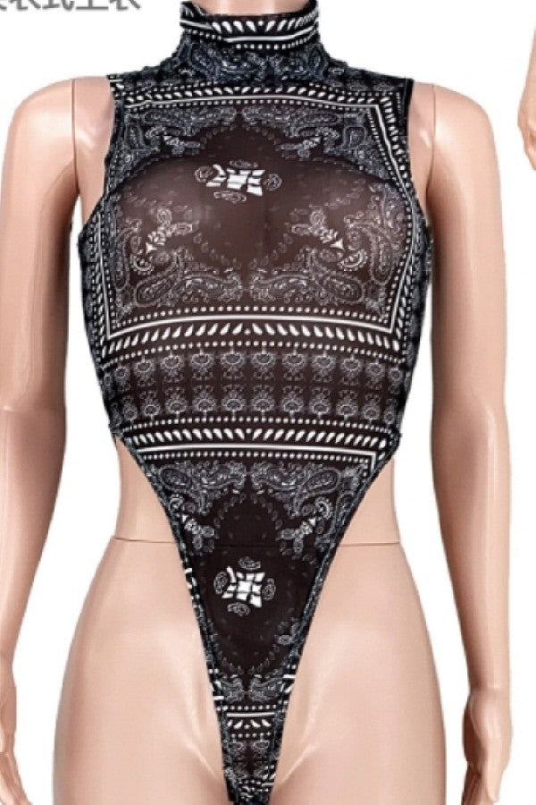 High-neck Printed Two-piece Set