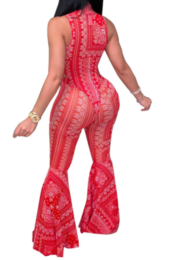 High-neck Printed Two-piece Set