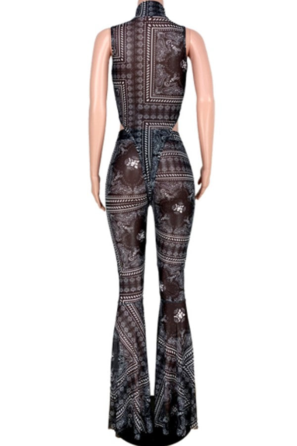 High-neck Printed Two-piece Set