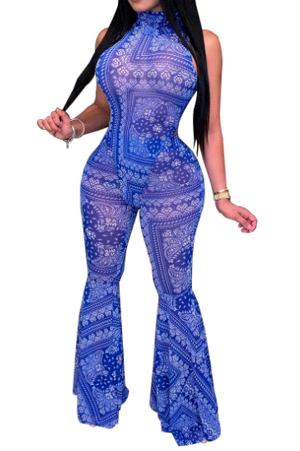 High-neck Printed Two-piece Set